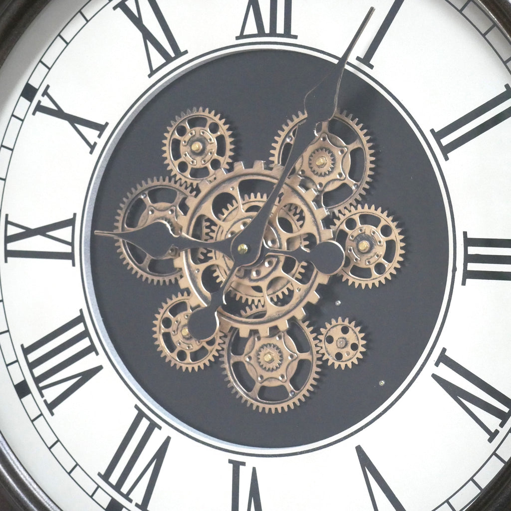 Antique bronze pocket watch working cog wall clock with cream face