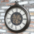 Antique bronze pocket watch working cog wall clock with cream face