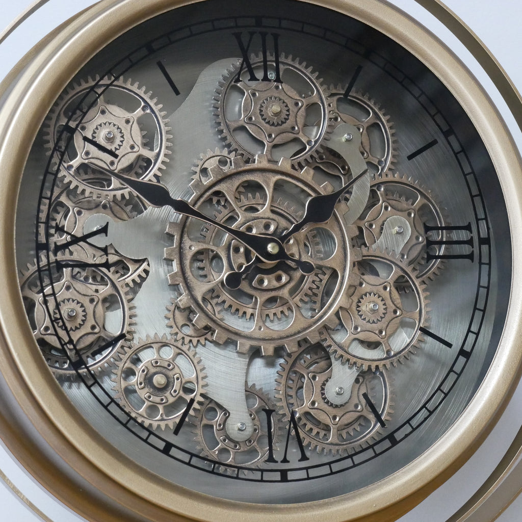 Large gold gyroscope working cog mantel clock