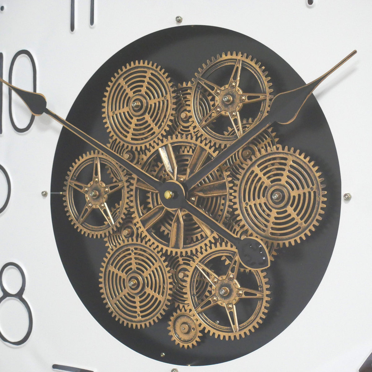Large pocket watch working cog wall clock with white face