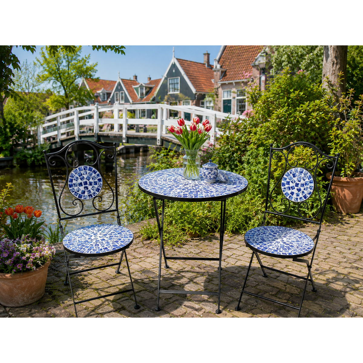 Delft Blue & White Mosaic Tea for Two Set