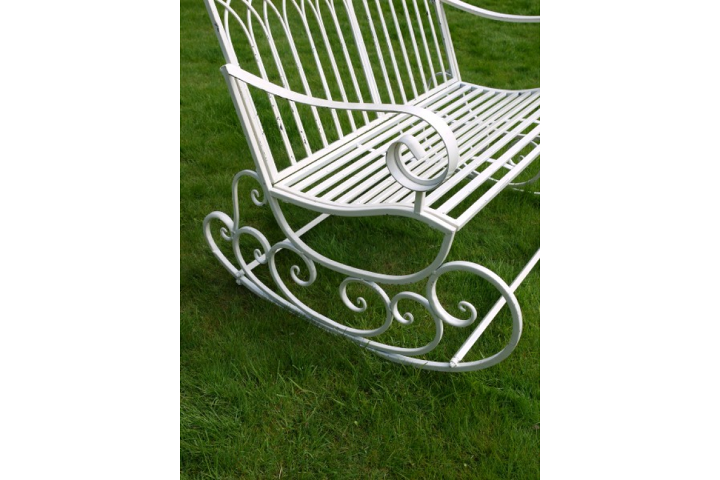 'Henley' Two Seat, Off White Metal Rocking Garden Bench