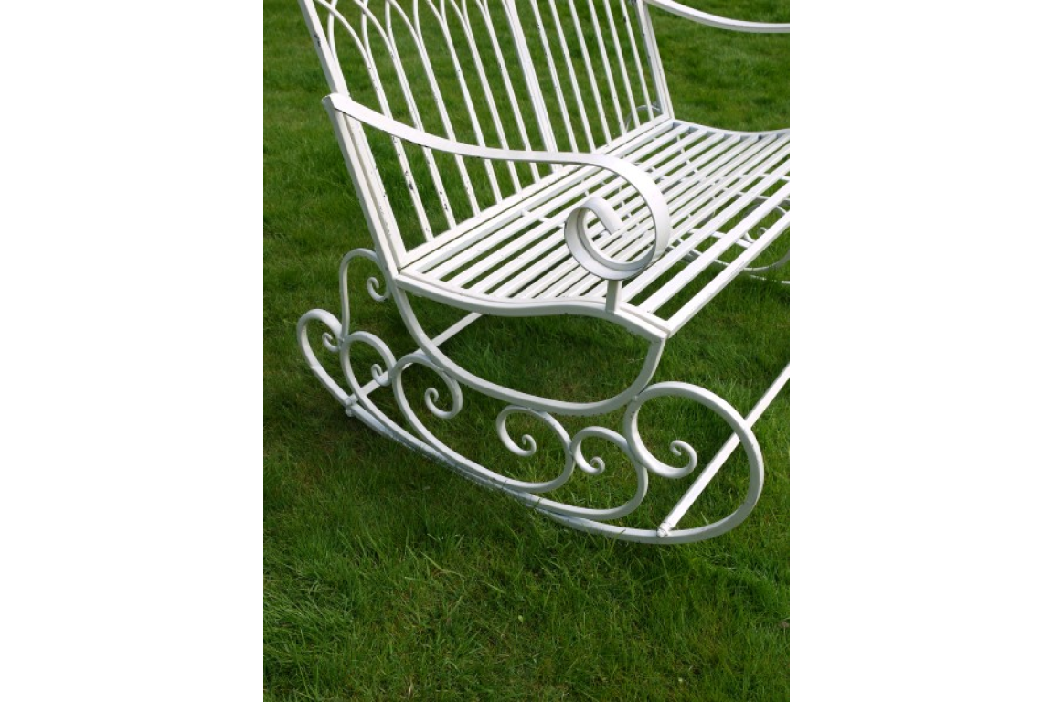'Henley' Two Seat, Off White Metal Rocking Garden Bench