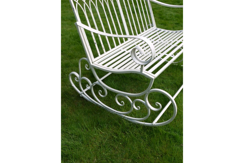 'Henley' Two Seat, Off White Metal Rocking Garden Bench