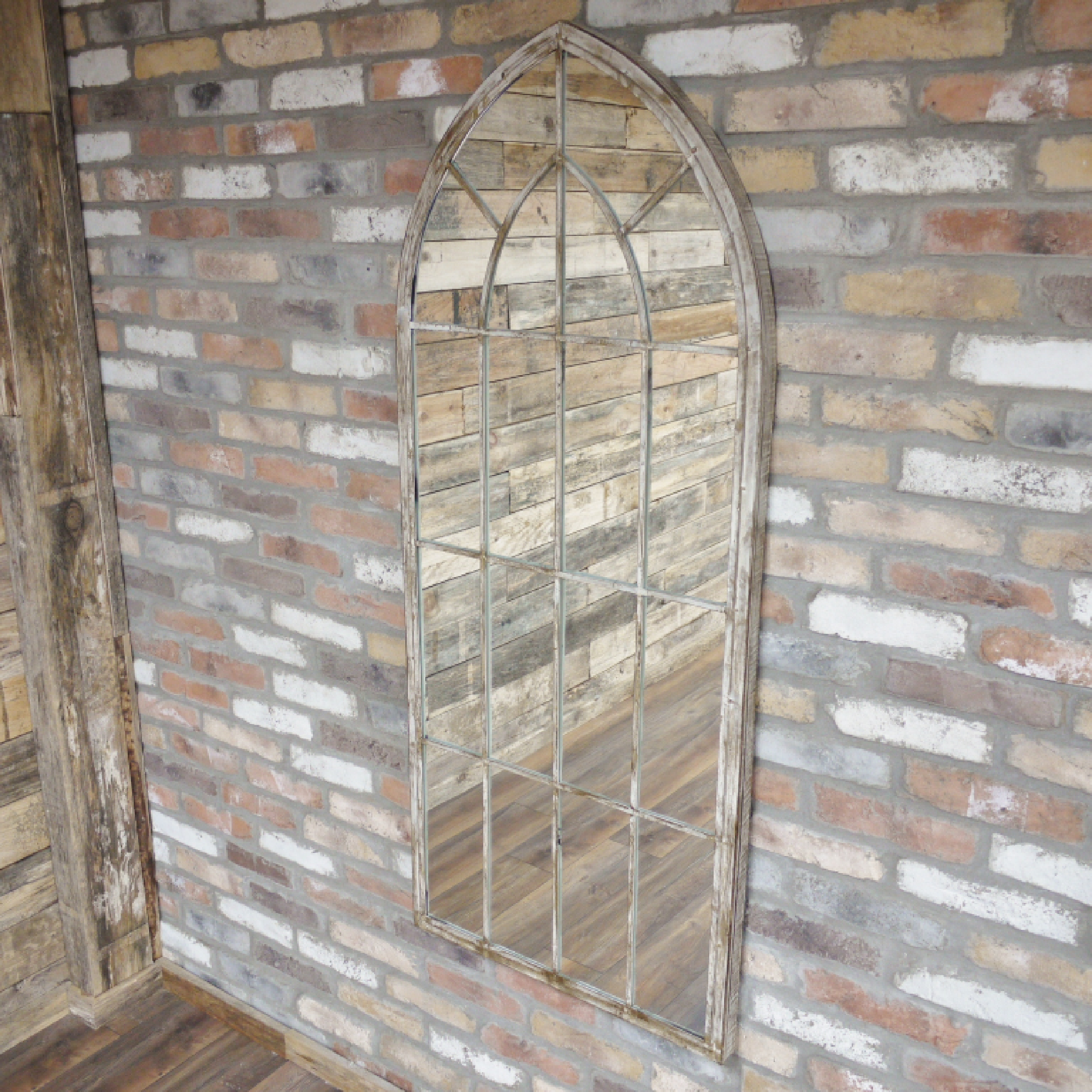 Large Arch Mirror With Rustic Metal Frame