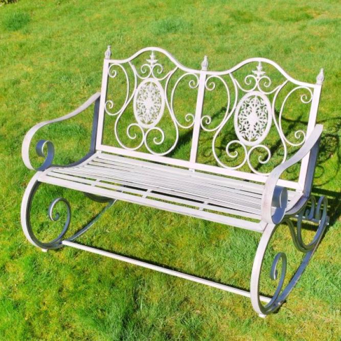 'Astor' Rustic Wash Finish Rocking Bench