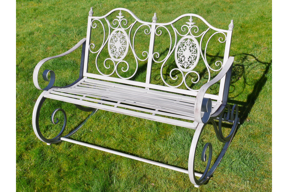 'Astor' Rustic Wash Finish Rocking Bench