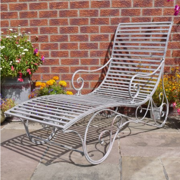 'Crawley' Rustic Wash Finish Garden Lounger