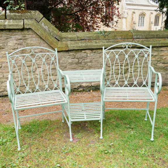 'The Highclere' Pistachio Green Painted Companions Bench