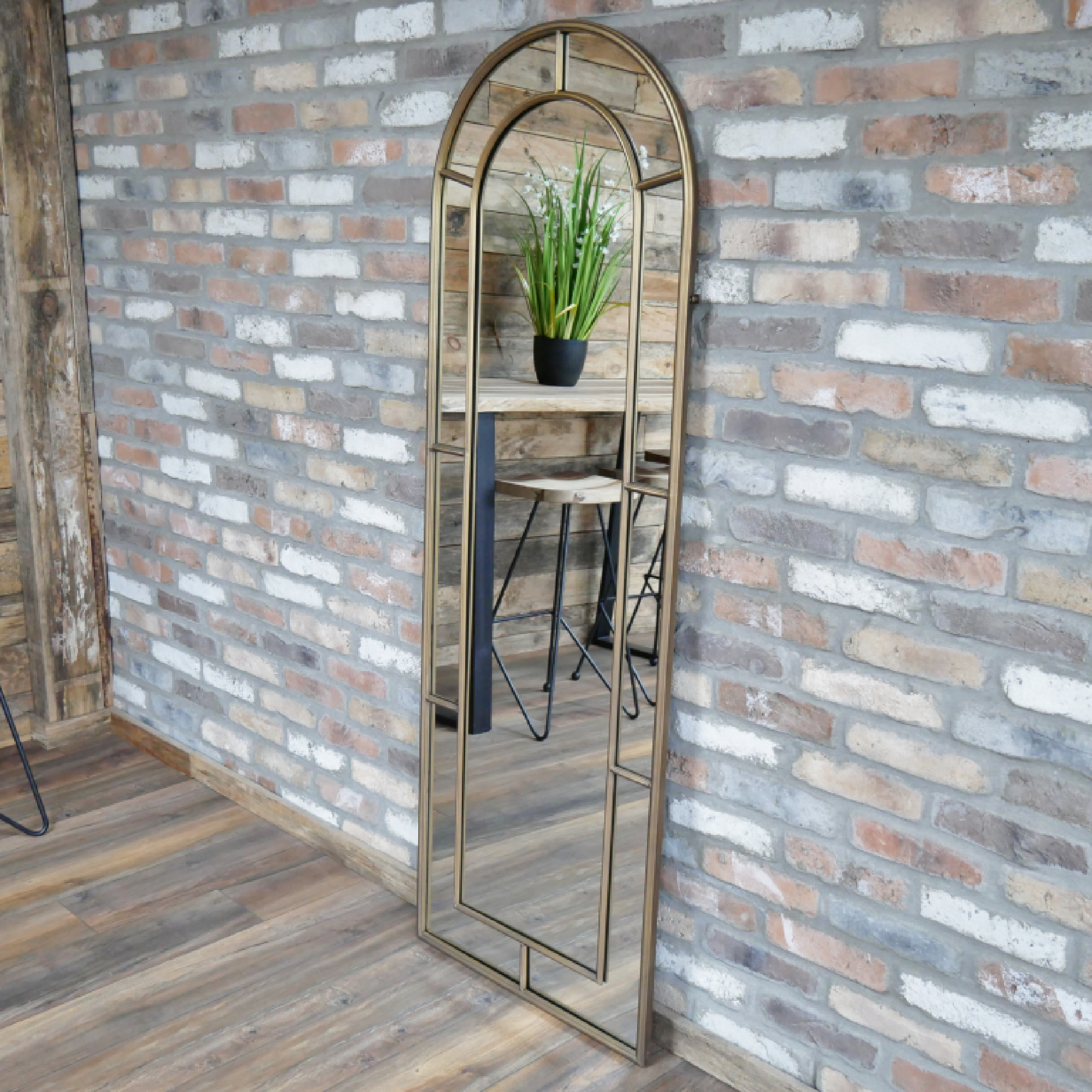 Large Dome Top Gold Finish 'Bellingham' Multi Panel Wall Mirror
