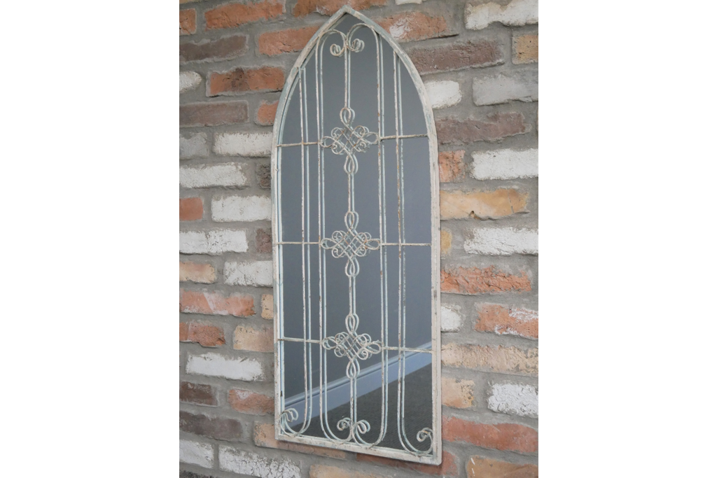 Distressed, Rustic Metal Frame Arch Wall Mirror