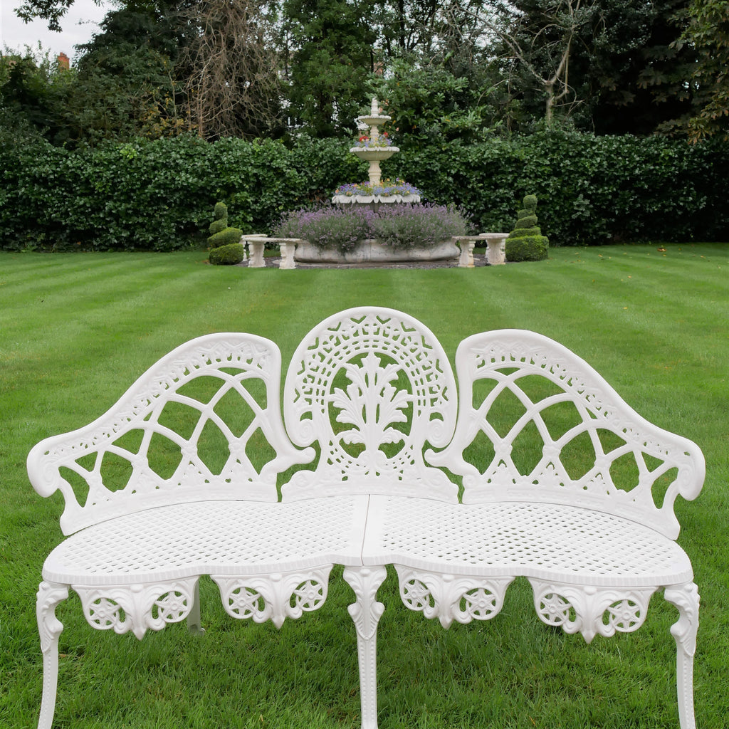 Blenheim White Cast Aluminium Garden Bench