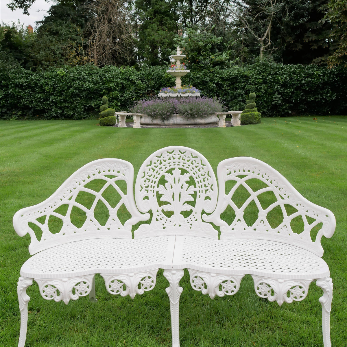 Blenheim White Cast Aluminium Garden Bench