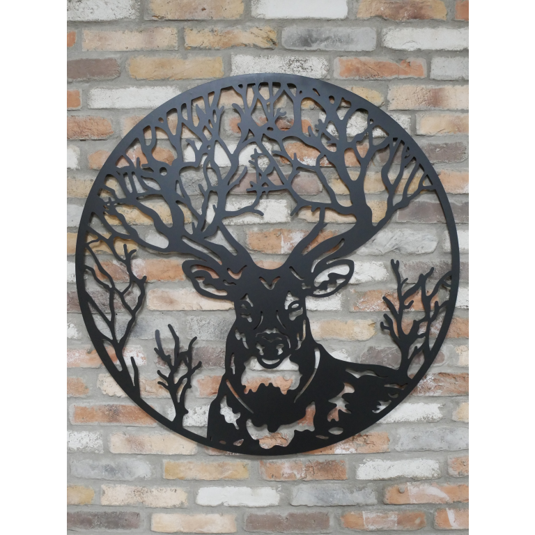 Black Metal Stag Wall Garden Plaque