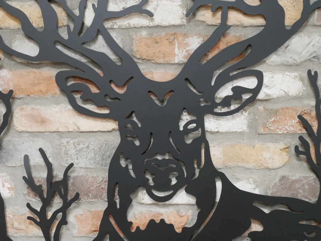 Black Metal Stag Wall Garden Plaque