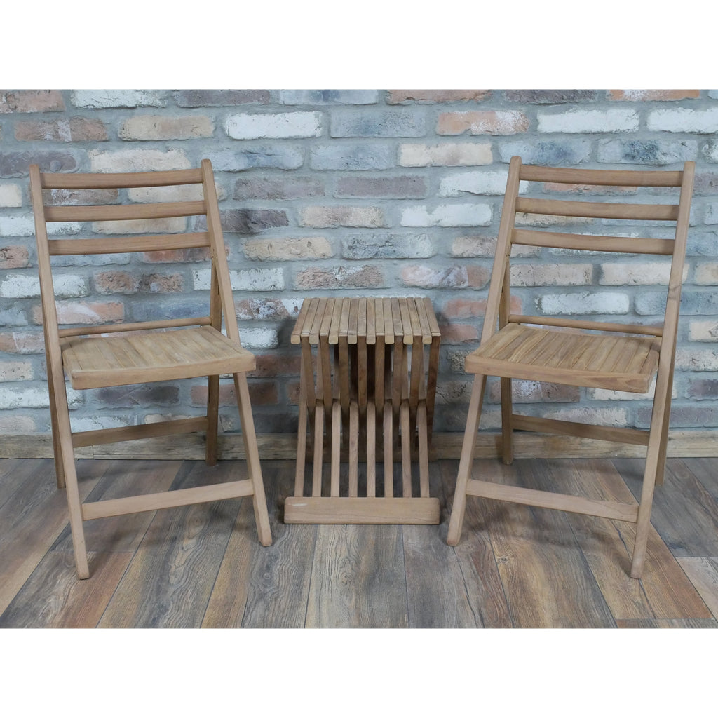 Cogges Teak Folding Tea for Two Set