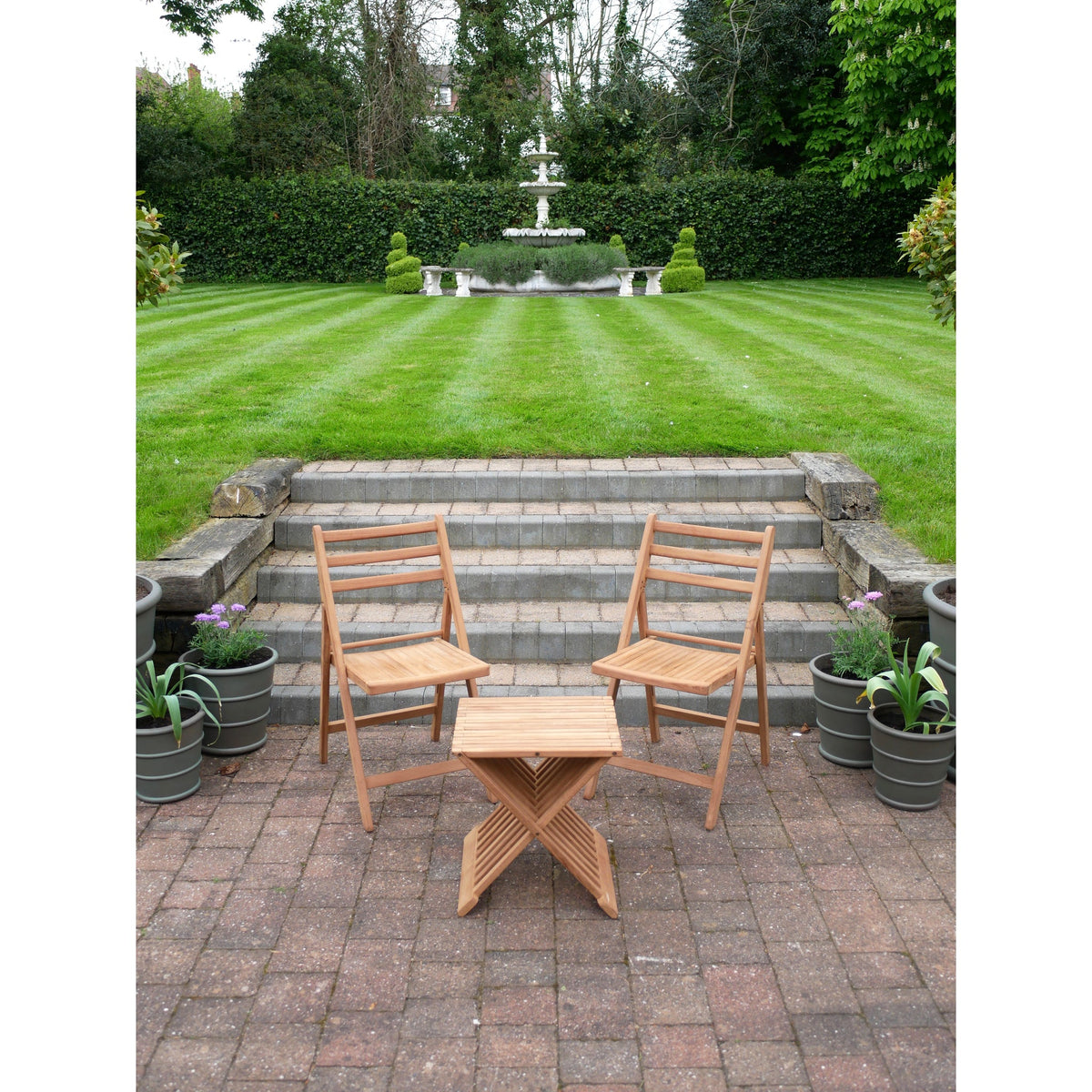 Cogges Teak Folding Tea for Two Set