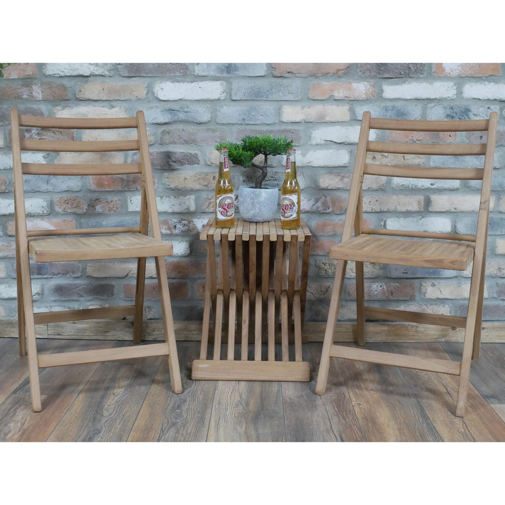 Cogges Teak Folding Tea for Two Set