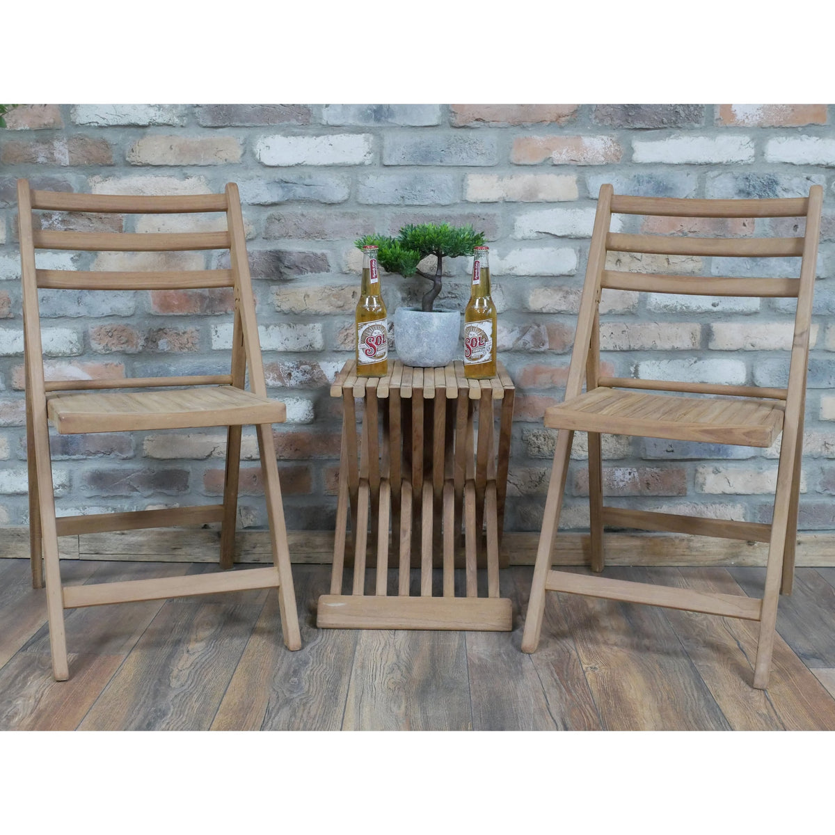 Cogges Teak Folding Tea for Two Set