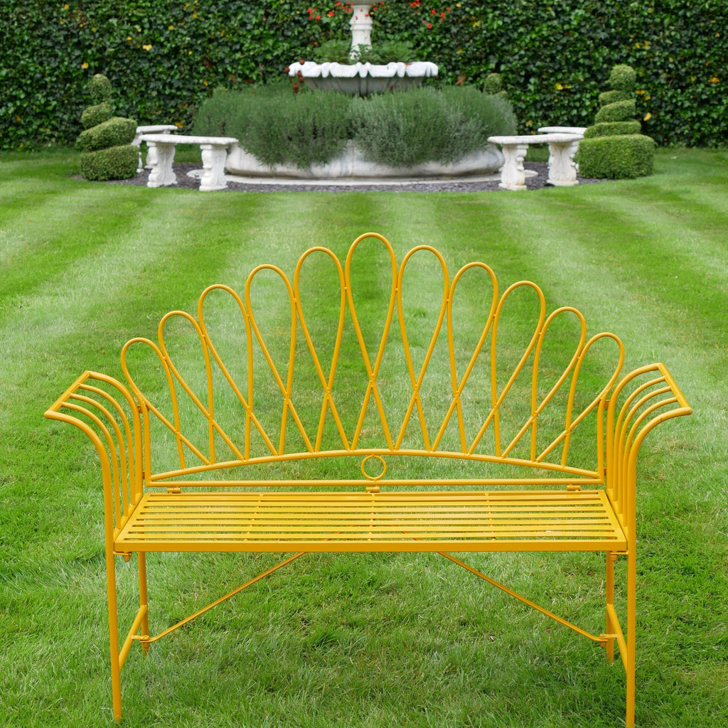 Woodstock Yellow Fan-Back Garden Bench