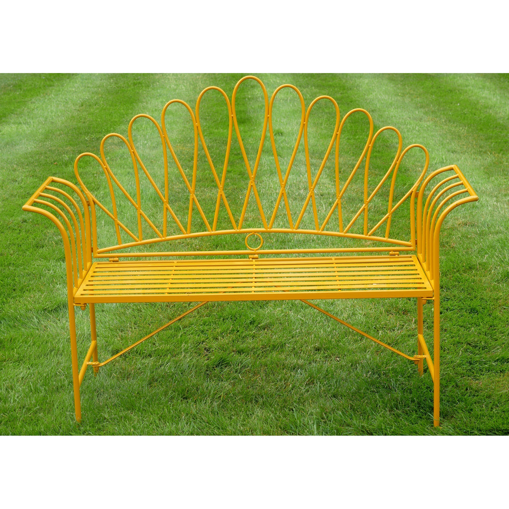 Woodstock Yellow Fan-Back Garden Bench