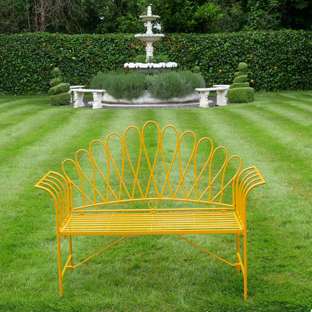 Woodstock Yellow Fan-Back Garden Bench