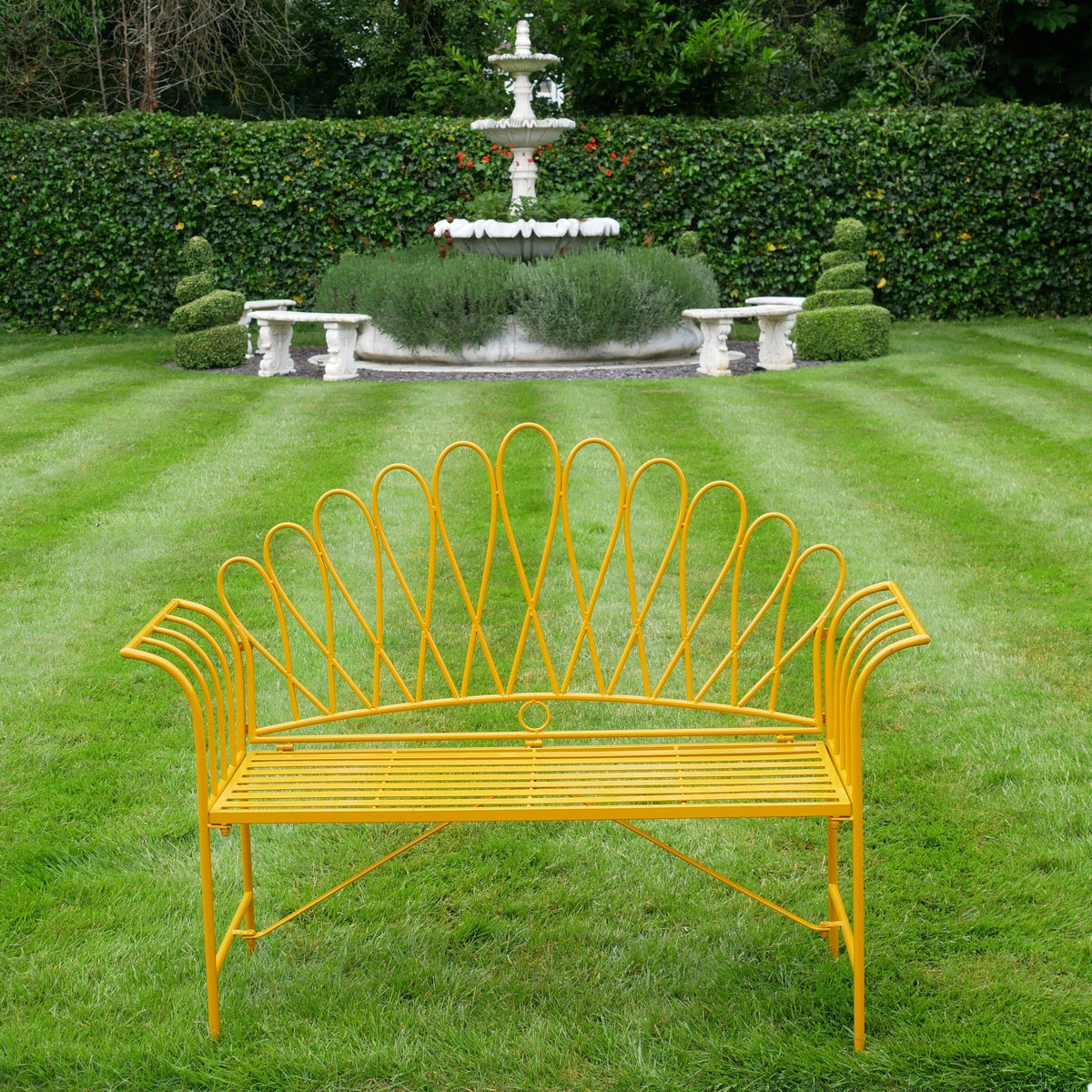 Woodstock Yellow Fan-Back Garden Bench