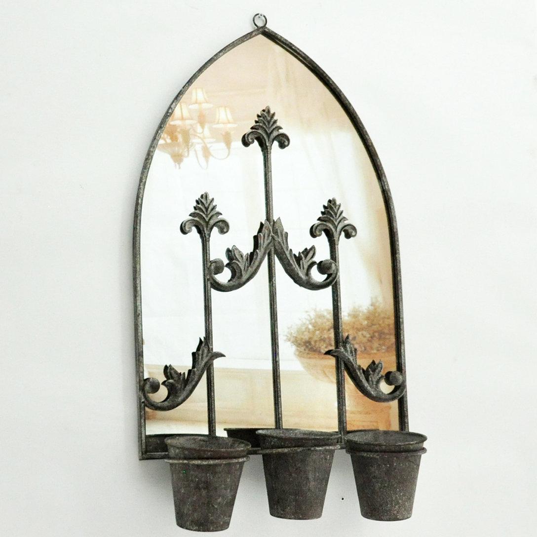 Ornate Rusty Wall Mirrors with Planters