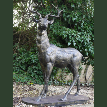 A MAJESTIC CAST IRON GARDEN STAG